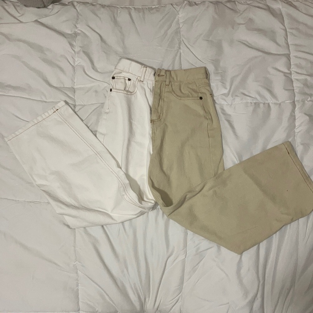 Two toned wide legged jeans
